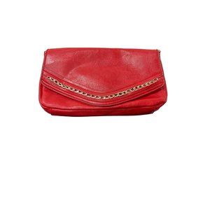 Vieta Red Crossbody Faux Leather Bag Gold Chain